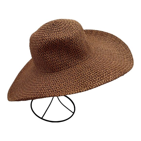Four Buttons Spring Summer Floppy Woven Wide Brim Garden Sun Hat Beach Vacation - Picture 3 of 11